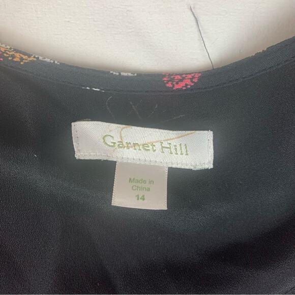 Garnet Hill women's size 14 polka dot Black White Dress Cuffed 3/4 Sleeves - Picture 3 of 12